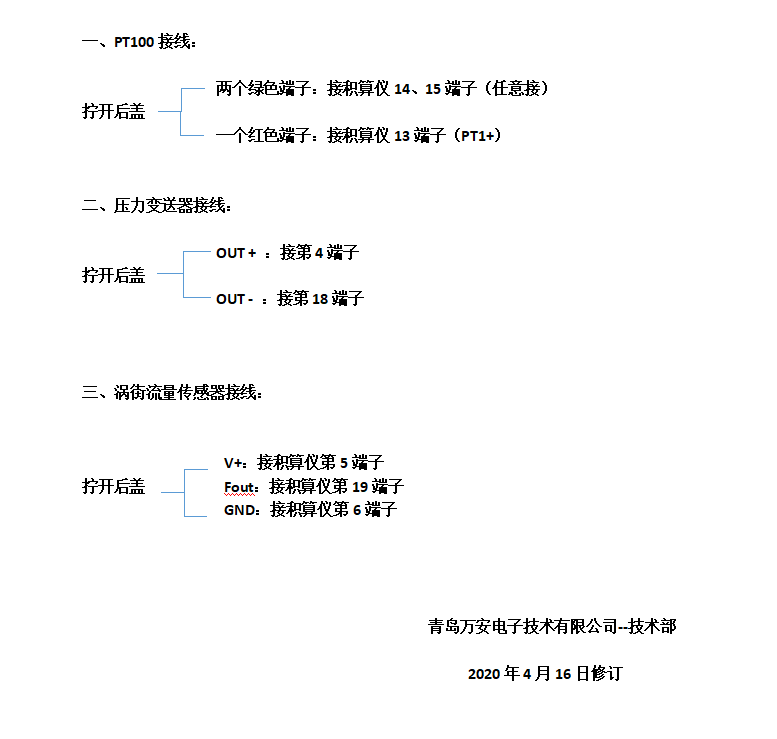 流量積算儀接線文字說明（配渦街流量計(jì)使用）(圖1)