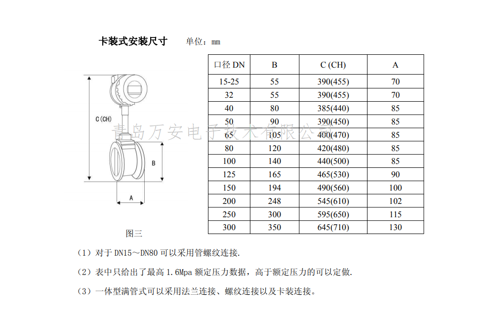 熱式氣體質量流量計尺寸圖(圖3)